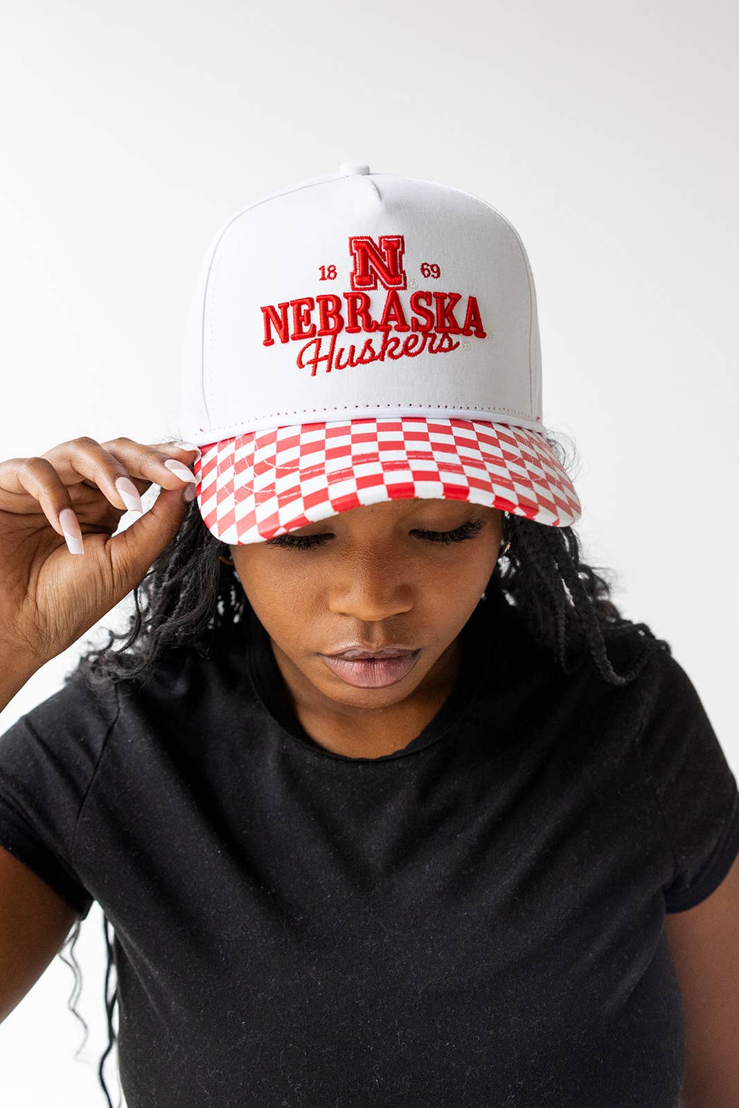 Nebraska Checkered Canvas Trucker Hat