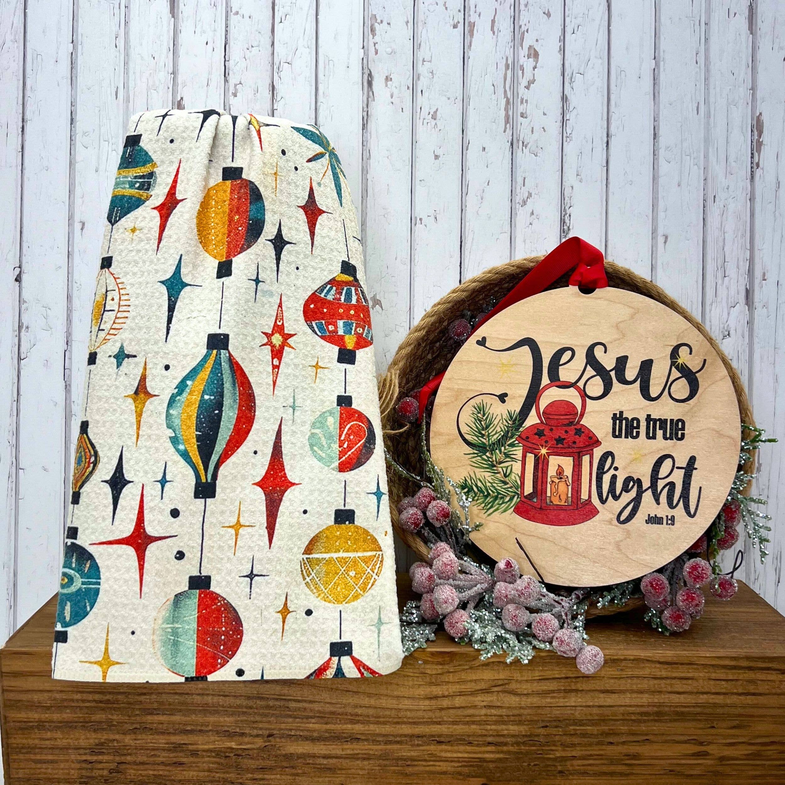 Holiday Ornaments - Christmas Decor Waffle Tea Towels