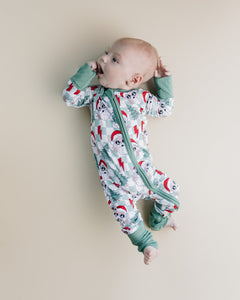 Bamboo Zip Romper | Checkered Santa