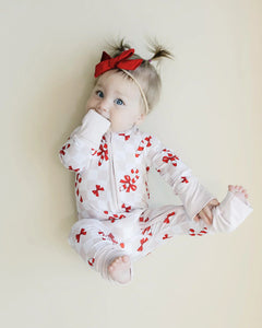 Bamboo Zip Romper | Bows & Candy Cane