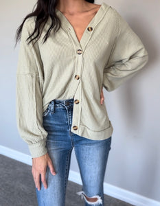 Waffle Sage Button Up