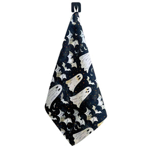 Halloween Ghost and Bat Waffle Tea Towel