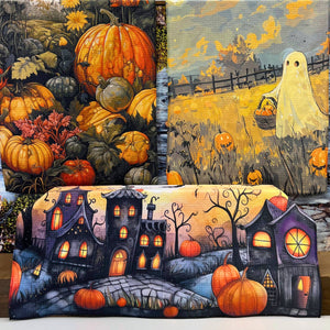 Fall Full Moon Harvest Halloween Waffle Towel
