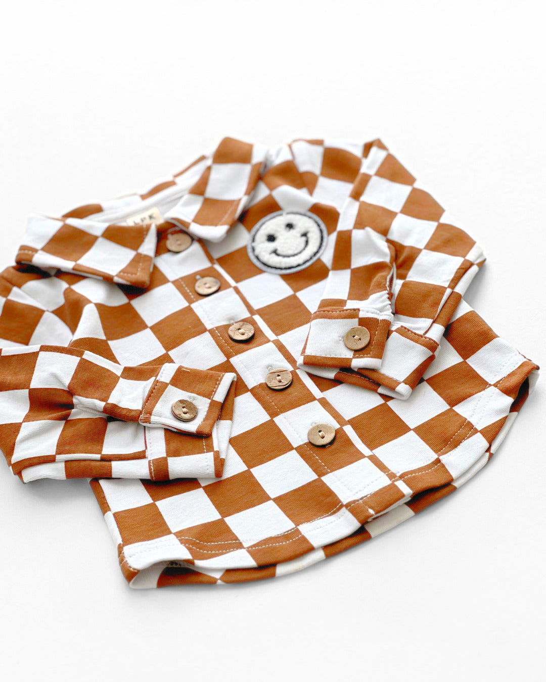 Cotton Shacket | Smiley Checkered Copper