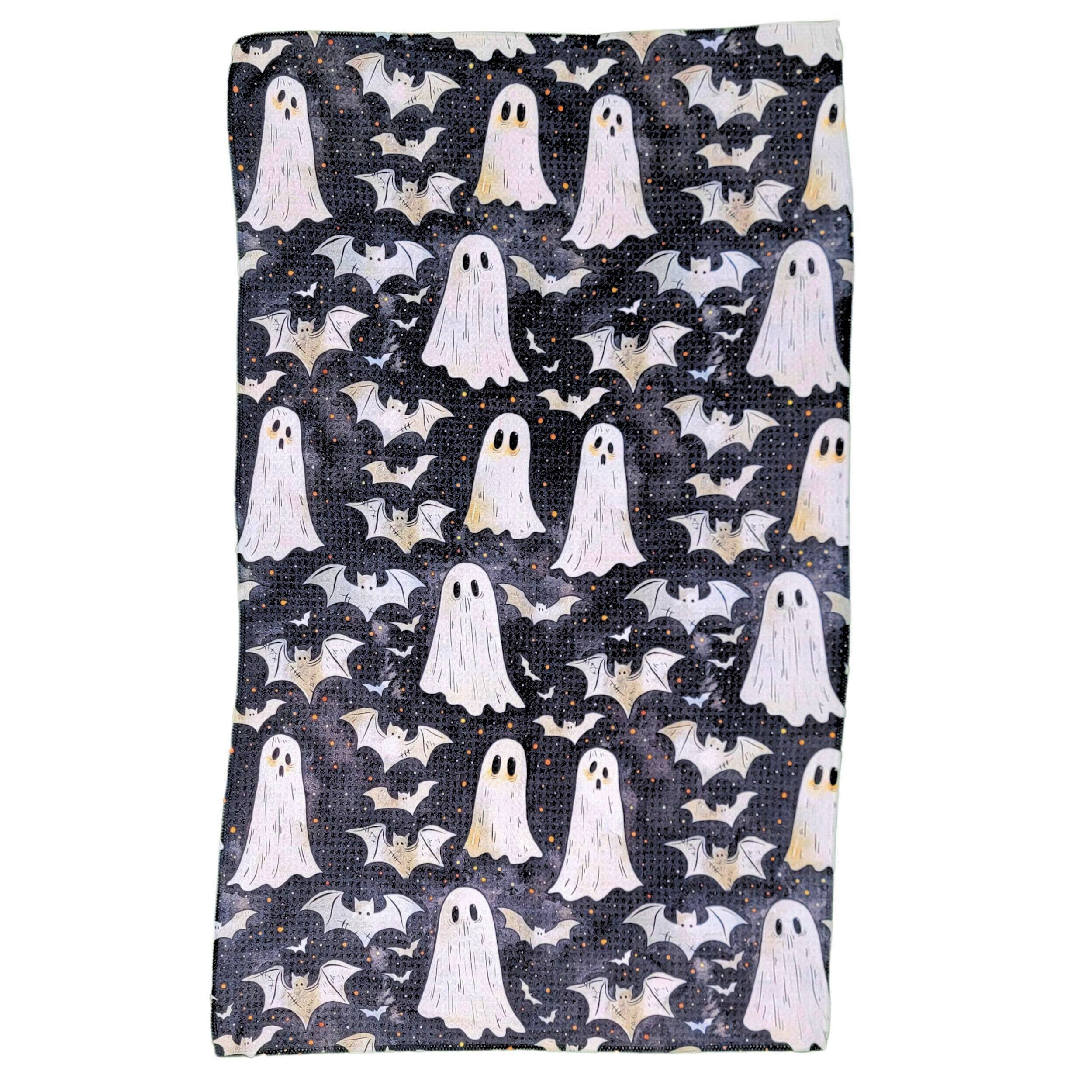 Halloween Ghost and Bat Waffle Tea Towel