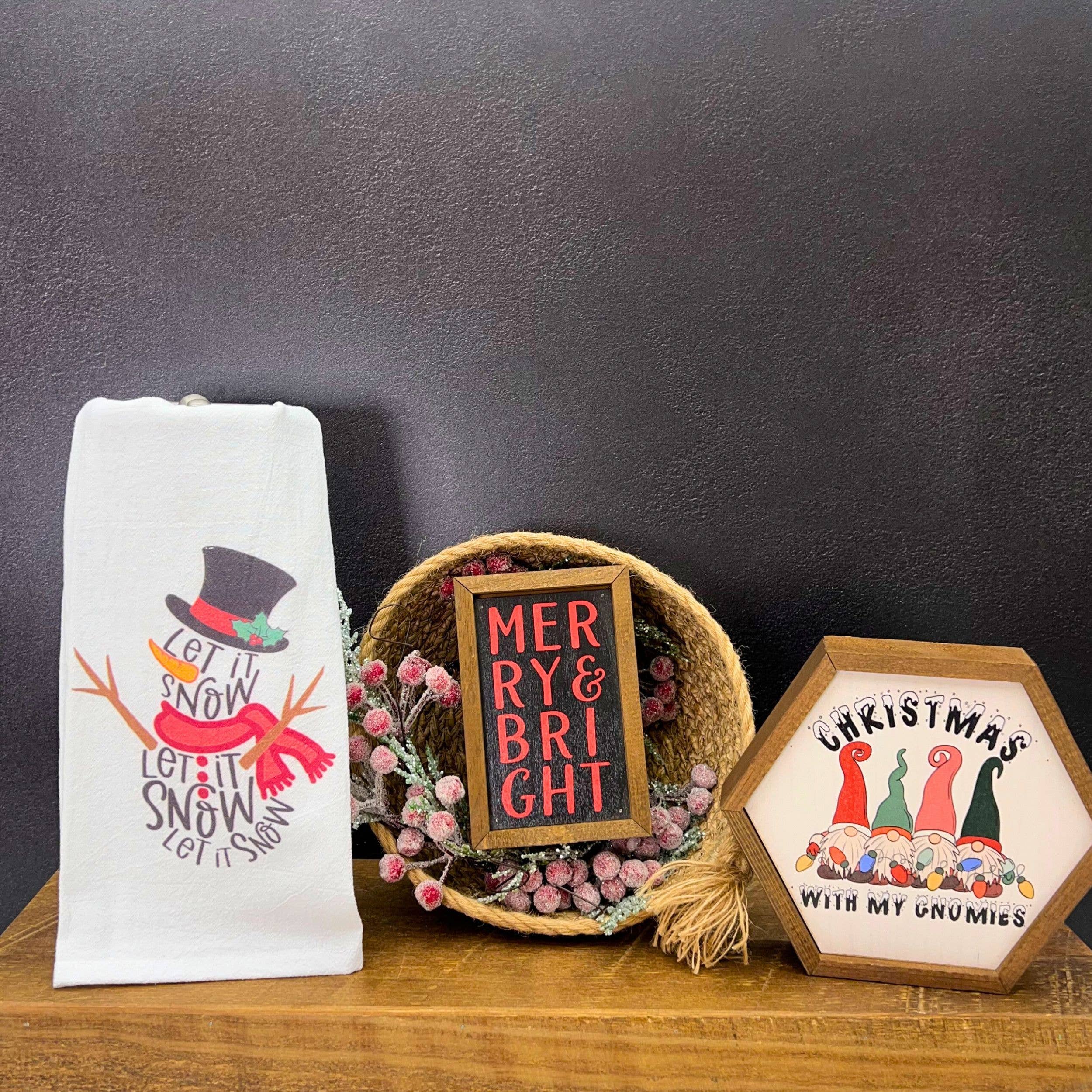 Let It Snow Christmas Tea Towel