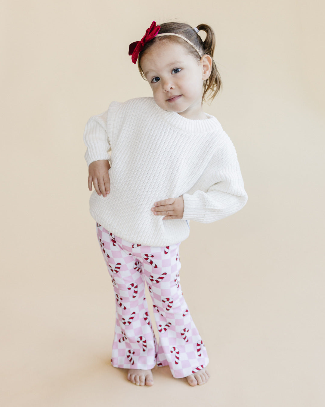 Checkered Candy Cane Flare Pants | Pink