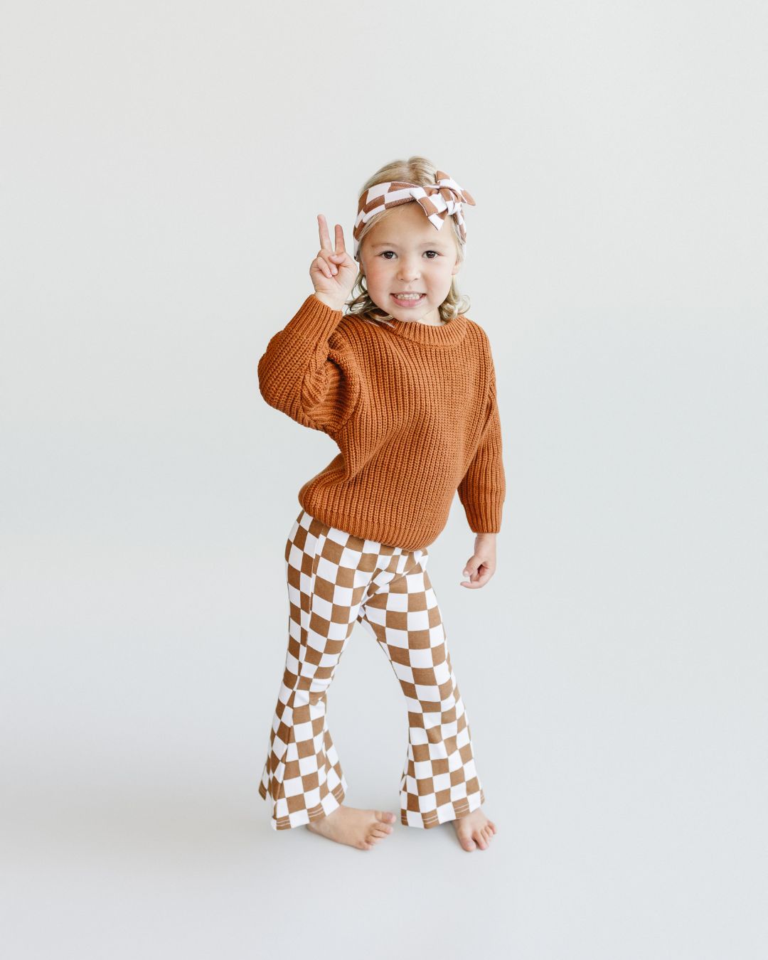 Checkered Flare Pants | Copper