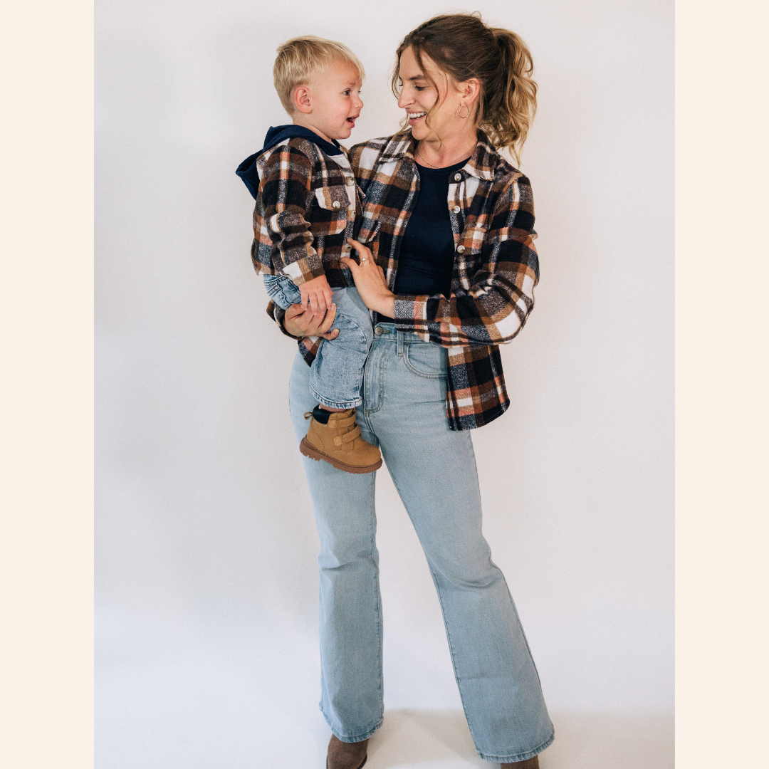 Navy Copper Plaid Flannel - Infant