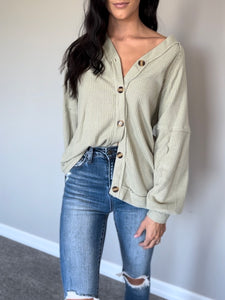 Waffle Sage Button Up