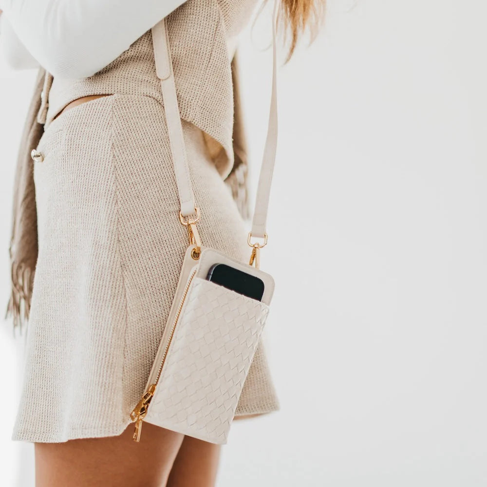 CREAM-Ivy Woven Phone Bag