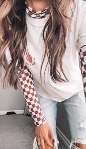 Checker Long Sleeve Turtleneck Bodysuit