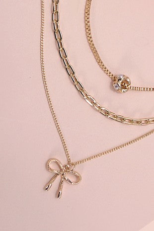 Pearl & Bow Charm Necklace