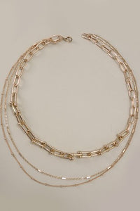 U Link Multi Layer Chain Necklace-Gold