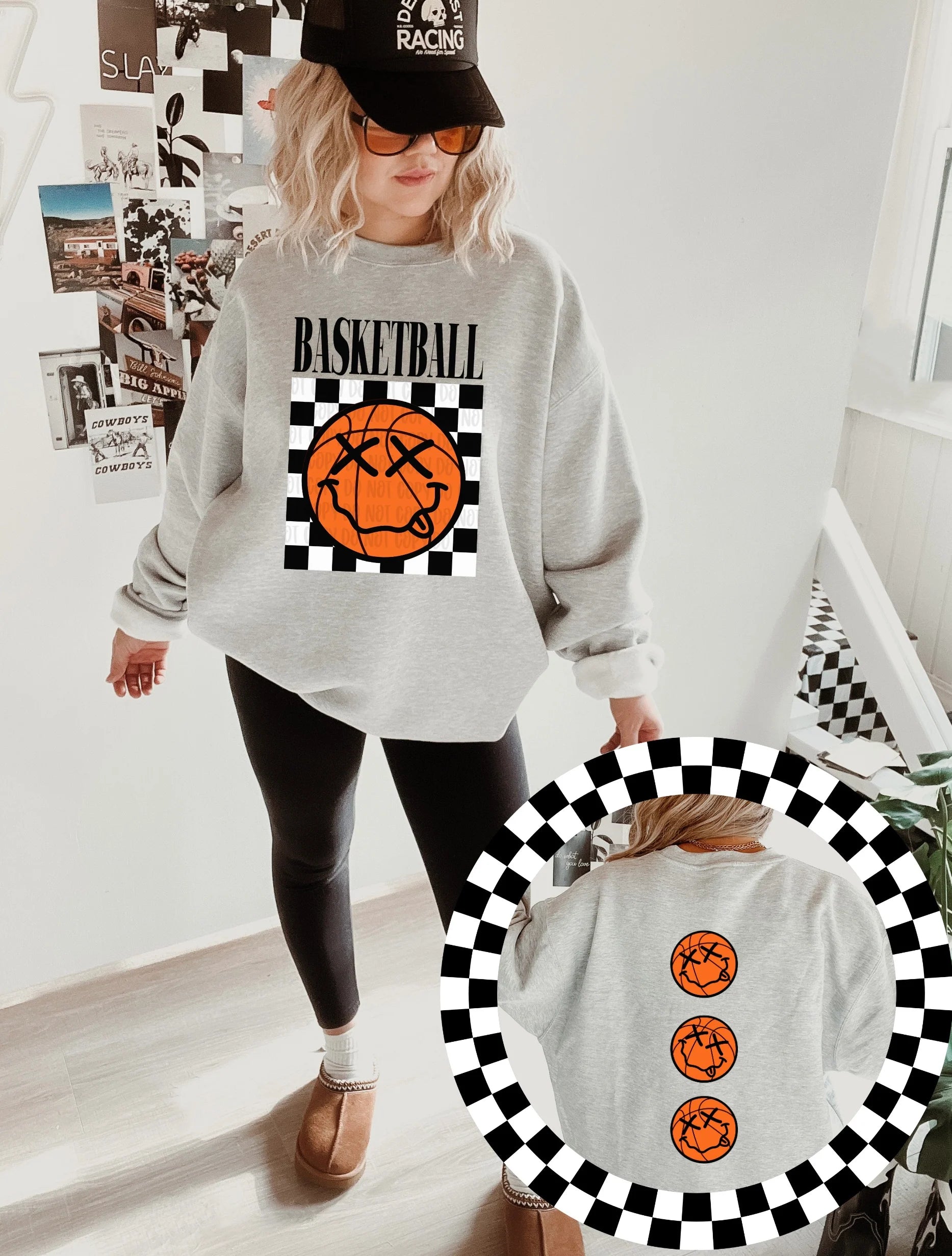 Basketball Checkered Crewneck