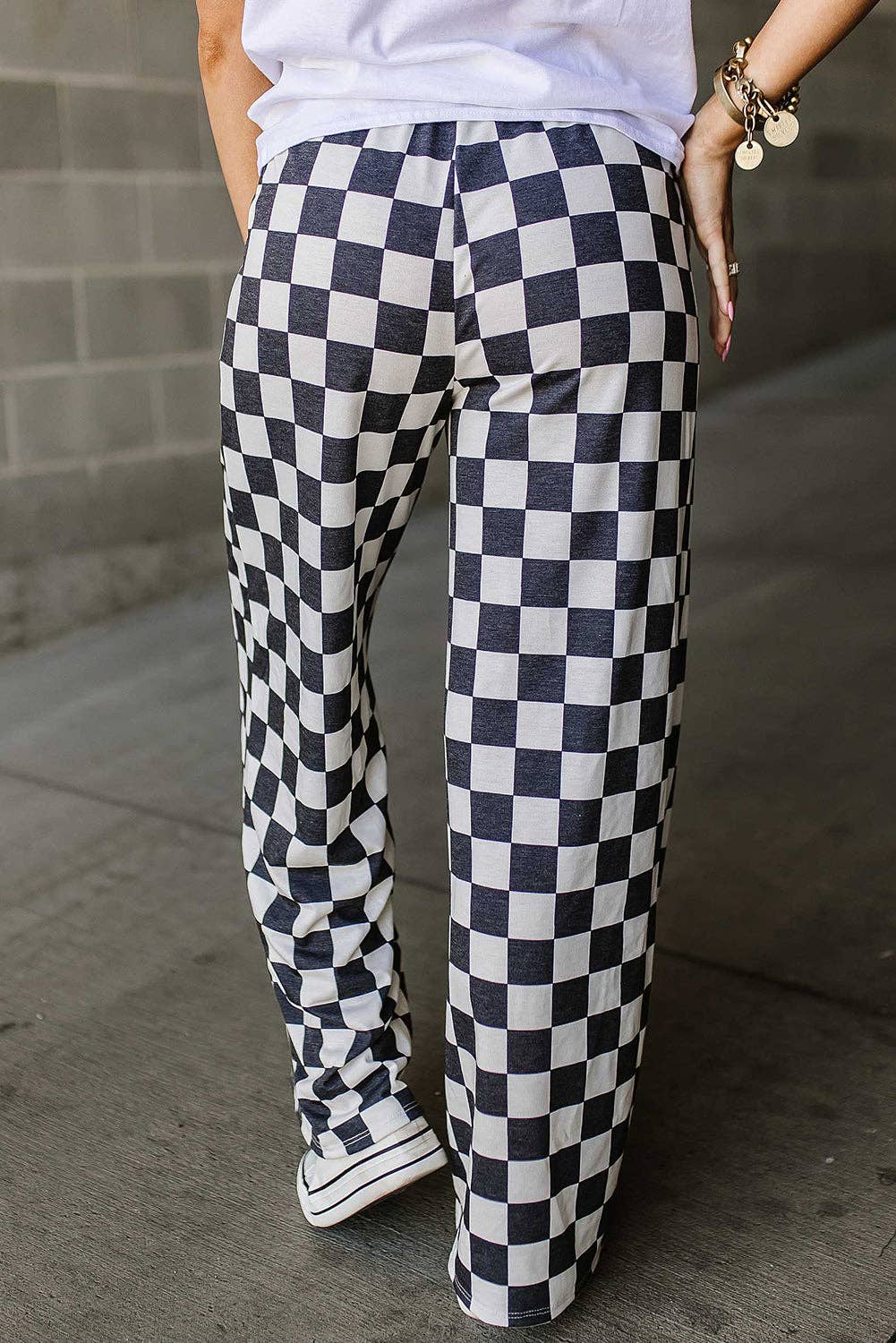 Checker High Waist Pants