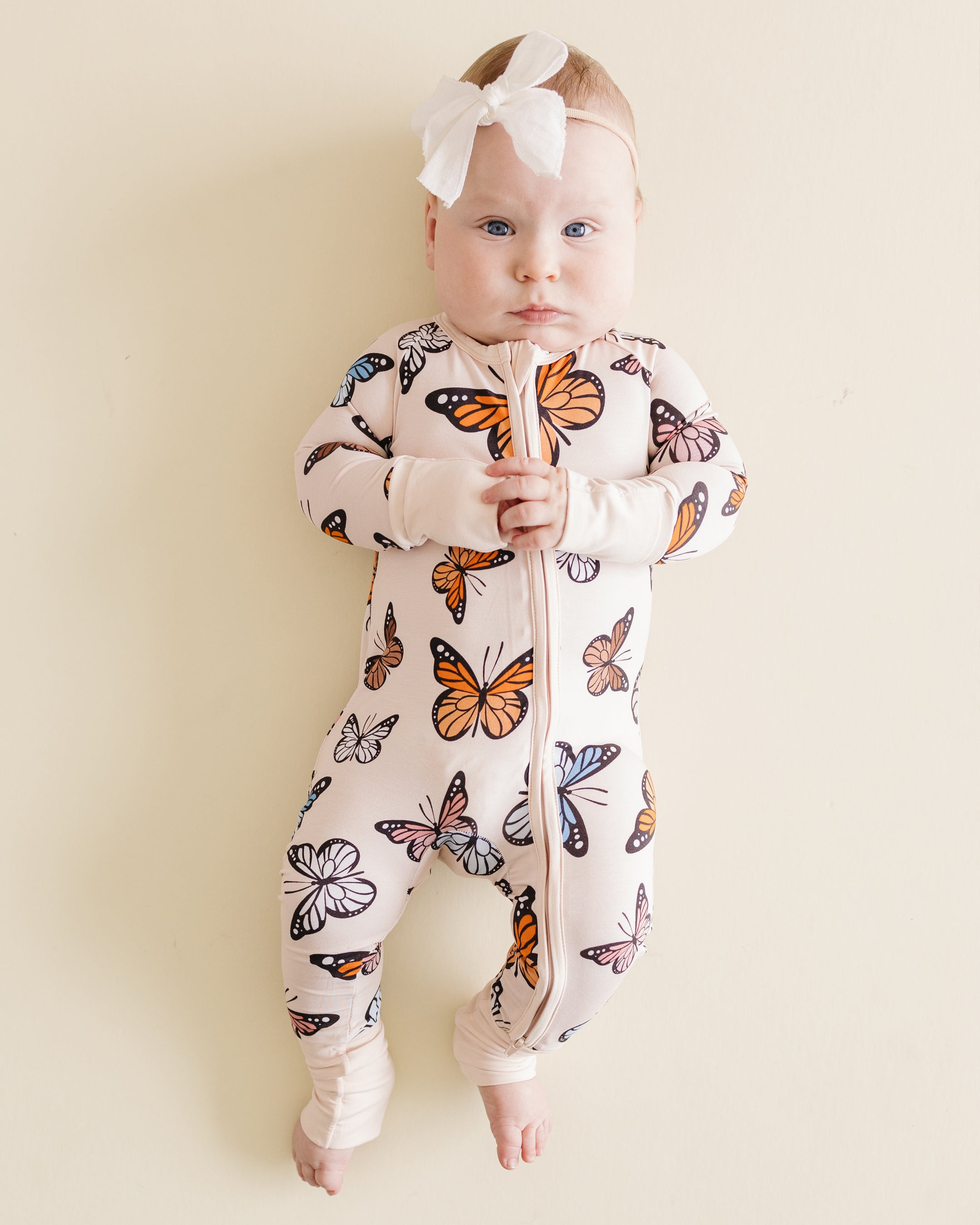 Bamboo Zip Romper | Butterflies