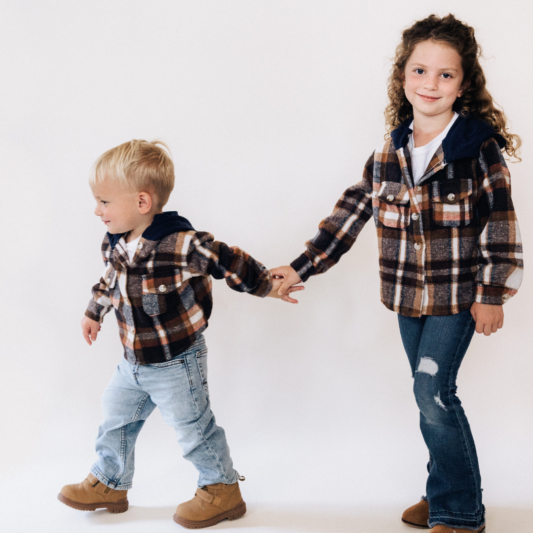 Navy Copper Plaid Flannel - Infant