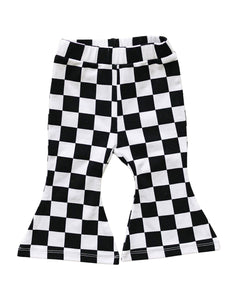 Checkered Flare Pants | Black