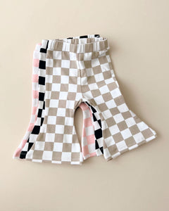 Checkered Flare Pants | Latte