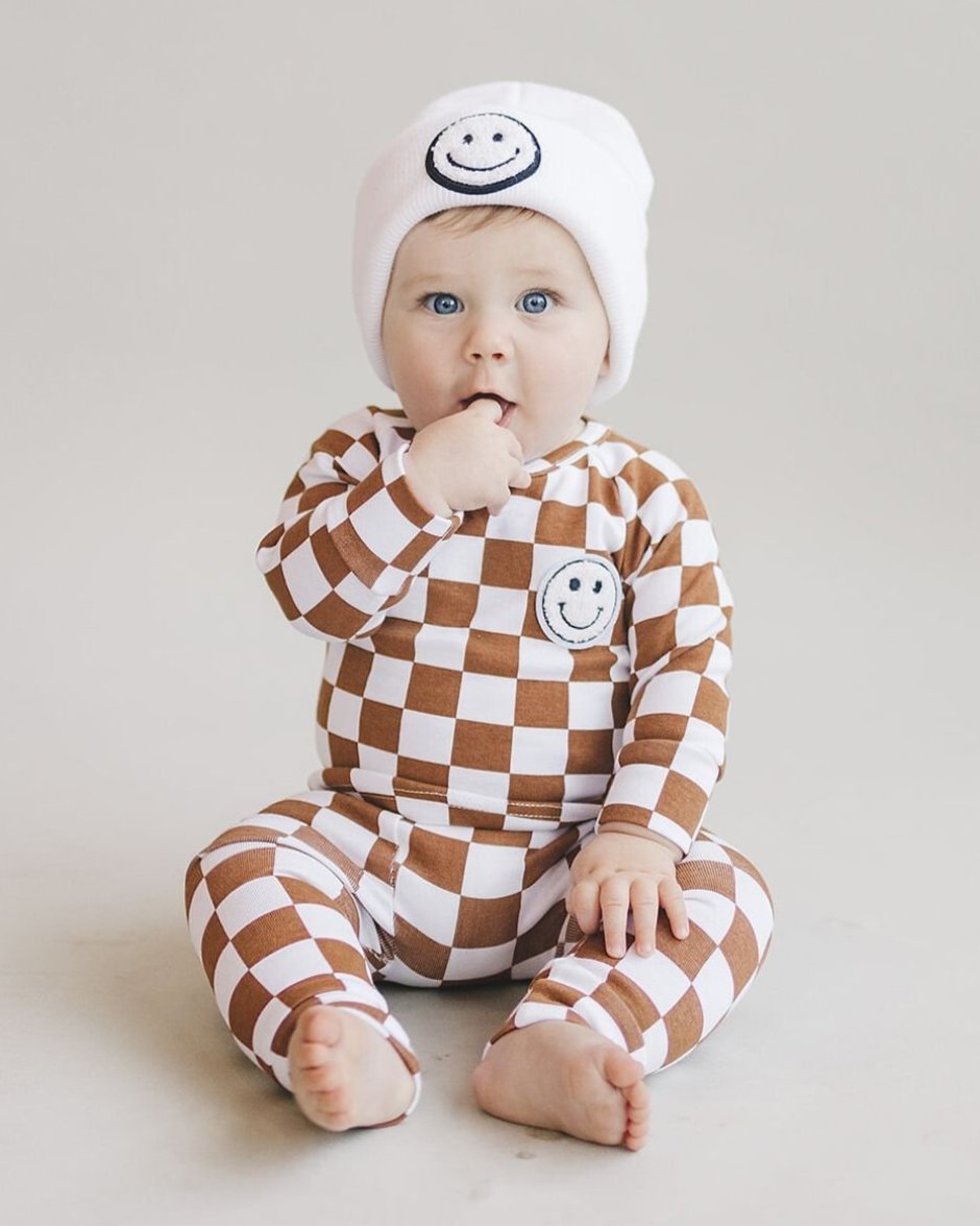 Checkered Smiley Lounge Set | Copper