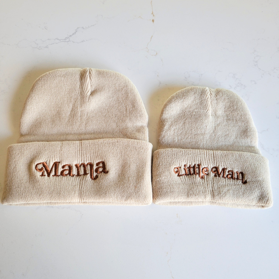 Matching Mommy & Me Beanies- Light Beige