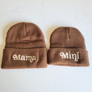 Matching Mommy & Me Beanies- Dark Brown