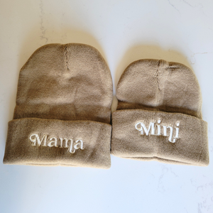 Matching Mommy & Me Beanies- Tan